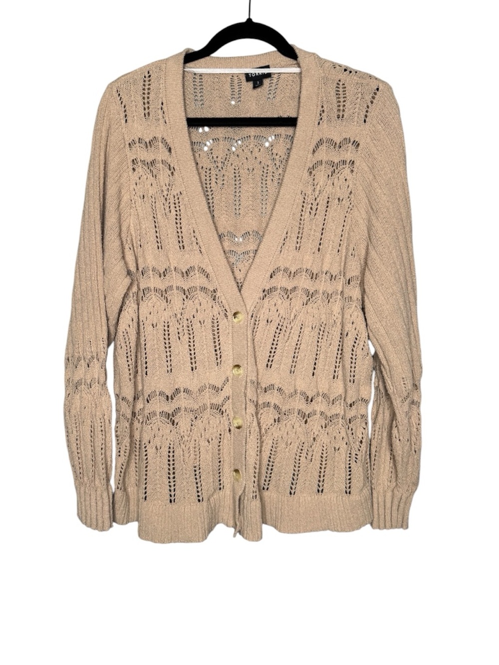 Torrid pointelle beige knit V- neck button cardigan cottagecore prairie boho